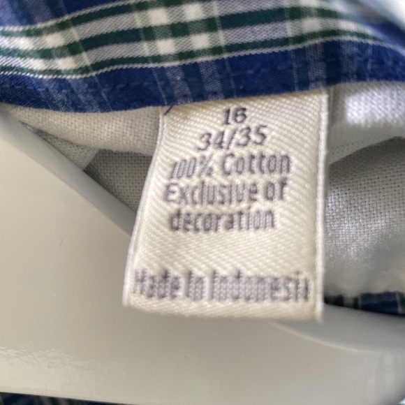 Original Penguin Men’s Heritage Slim Fit Blue Plaid Button Down, 16; 34/35 - Picture 4 of 9